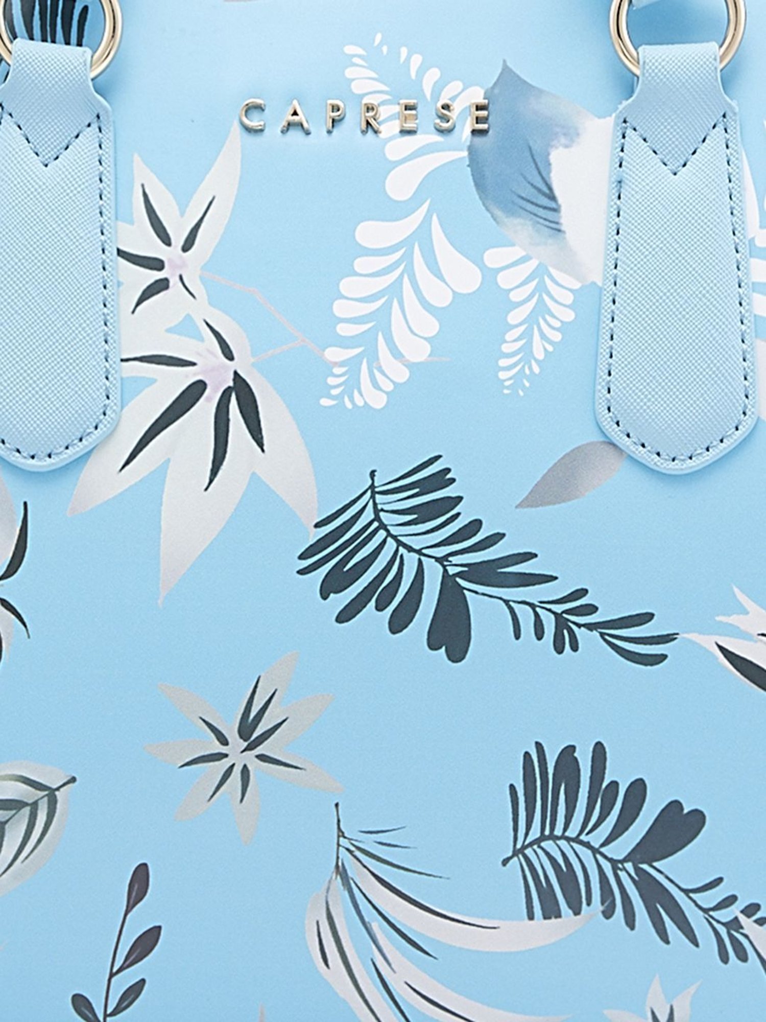 Caprese Gemma Blue Faux Leather Floral Handbag