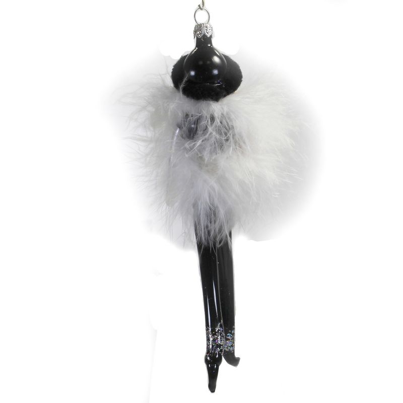 Italian Ornaments 7.0" Brigitte In Feather Coat Ornament Italian Diva Lady  -  Tree Ornaments