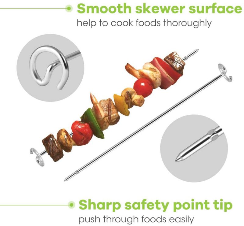 AIEVE 10 Pack Stainless Steel Grill Kebab Skewers, Barbecue Skewers Grill Accessories Cookware Compatible with Ninja Foodi Air Fryer AG300, AG300C, AG301, AG301C, AG302, AG400, IG301A