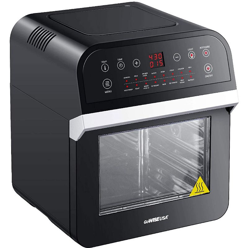 GoWISE GW44800-O Deluxe 12.7-Quarts 15-in-1 Electric Hot Air Fryer Oven with Rotisserie and Dehydrator, 3 Rack Levels, Accessories, and 50 Recipes