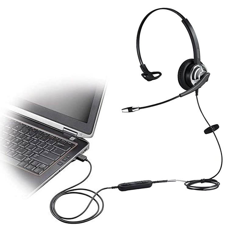 Headset with Noise Cancelling Microphone and Volume Controller for Conference Calls Softphone Conversation Clear Chat Online Course etc