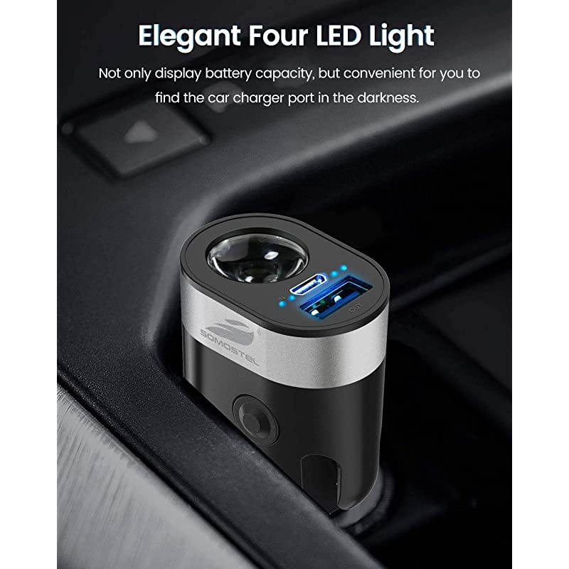 Car Charger Fast Charge Adapter  Auto Seat Belt Cutter Window Breaker Power Bank Crash Safe Emergency Escape Tool Red Beacon Flashlight Compatible with Samsung Galaxy S9 S8 LG G7 V20 Stylo 4