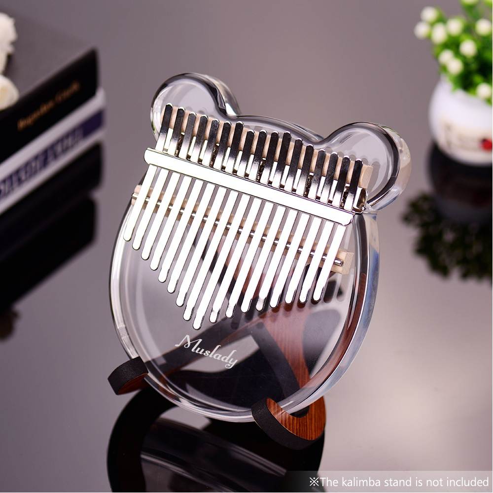 Muslady 17-Key Kalimba Thumb Piano Transparent Acrylic Material with Carry Bag Musical Note Stickers Tuning Hammer Cleaning Cloth Musical Gift