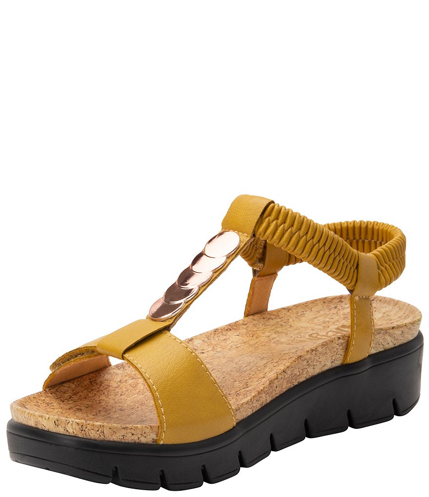 Alegria Harlie T-Strap Ankle Strap Platform Wedge Sandals