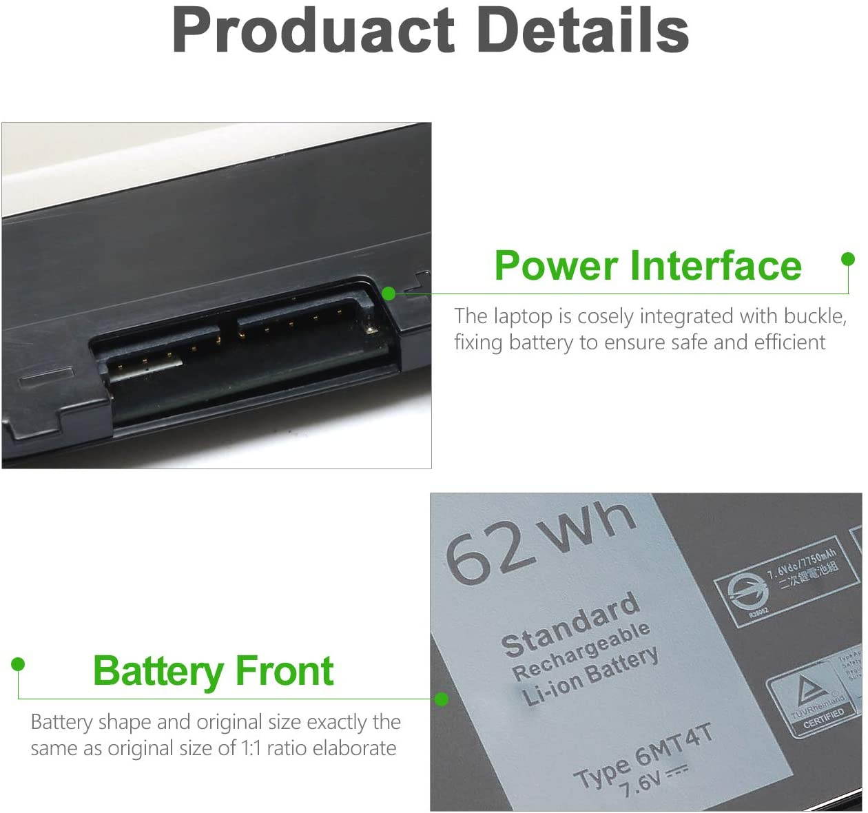 New DELL 6MT4T Laptop Battery for Dell Latitude E5470 E5570 14 5470 E5470 15 5570 E5570 15.6 inch Precision 3510 Series Notebook, 7V69Y 0HK6DV 079VRK TXF9M 79VRK 07V69Y.