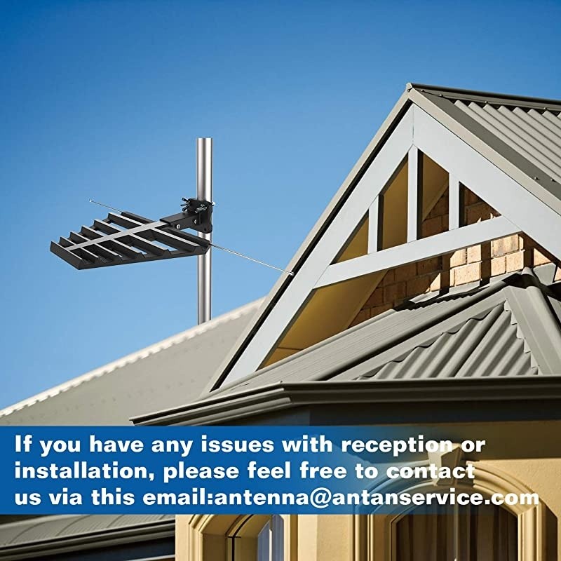 Outdoor Antenna with Mounting Base For Attic or Roof & 33FT RG6 Coax Cable- 65-75 Miles Range -Support 8K 4K 1080P UHF VHF Freeview HDTV Channels