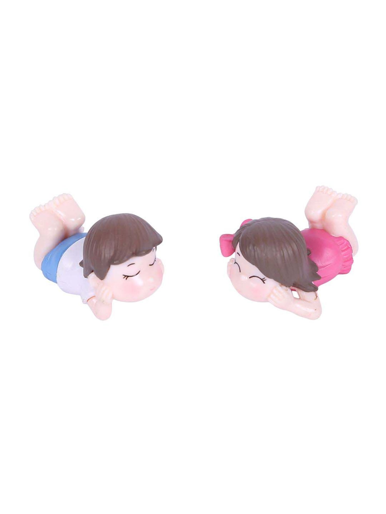 Tayhaa Multicolor Plastic Resting Baby Boy & Girl Showpiece - Set of 2