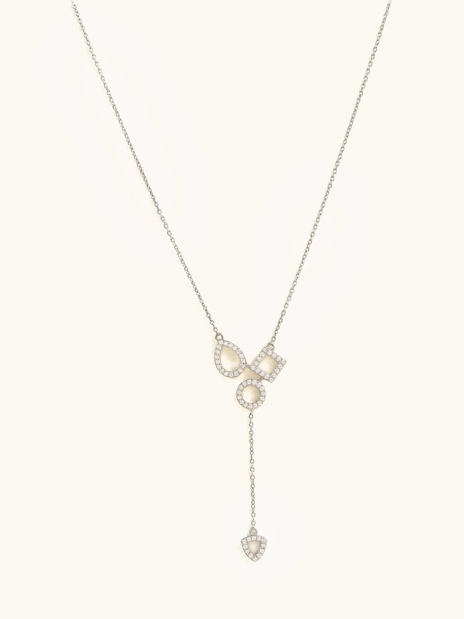 Mabel 92.5 Sterling Silver Rhodium-Plated Teardrop Halos Lariat