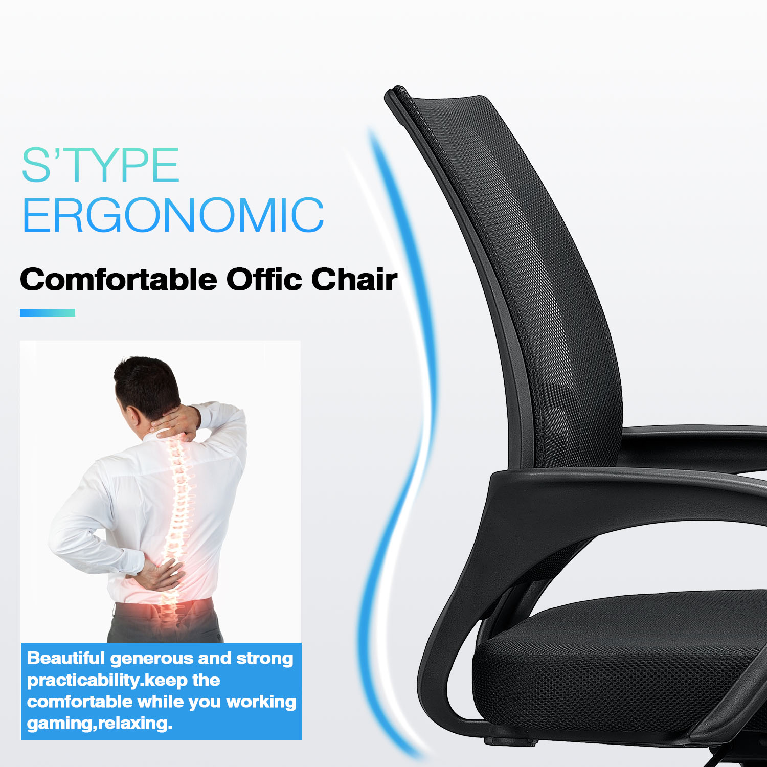 Vitesse Office Chair Mesh Desk Chair Ergonomic Computer Chair with Lumbar Support Modern Executive Adjustable Chair Rolling Swivel Chairs for Women Men,Grey