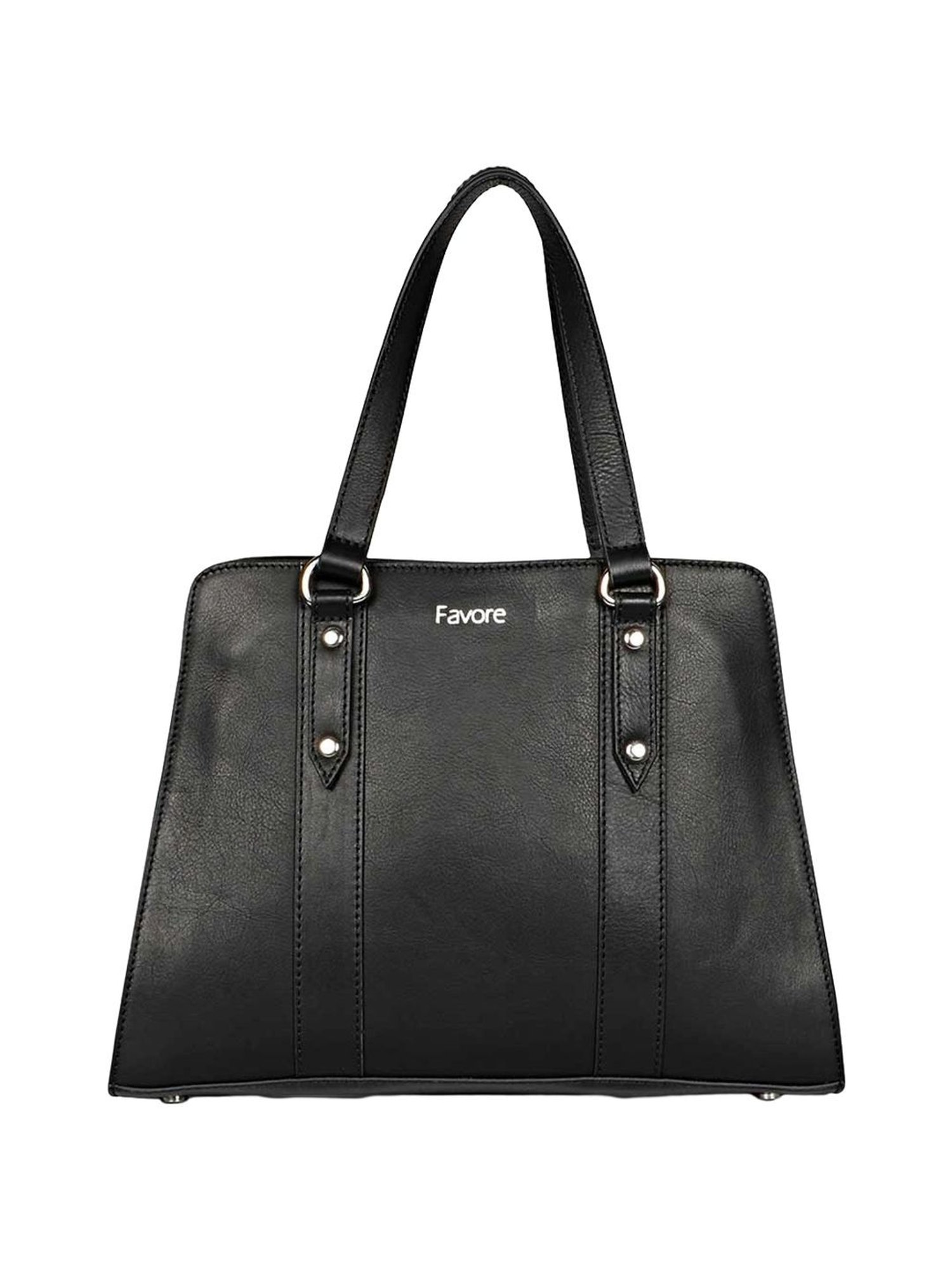 Favore Black Solid Medium Handbags
