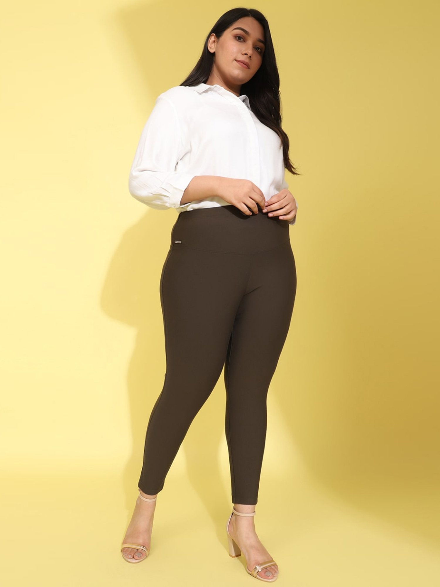 Amydus Olive Green Mid Rise Jeggings