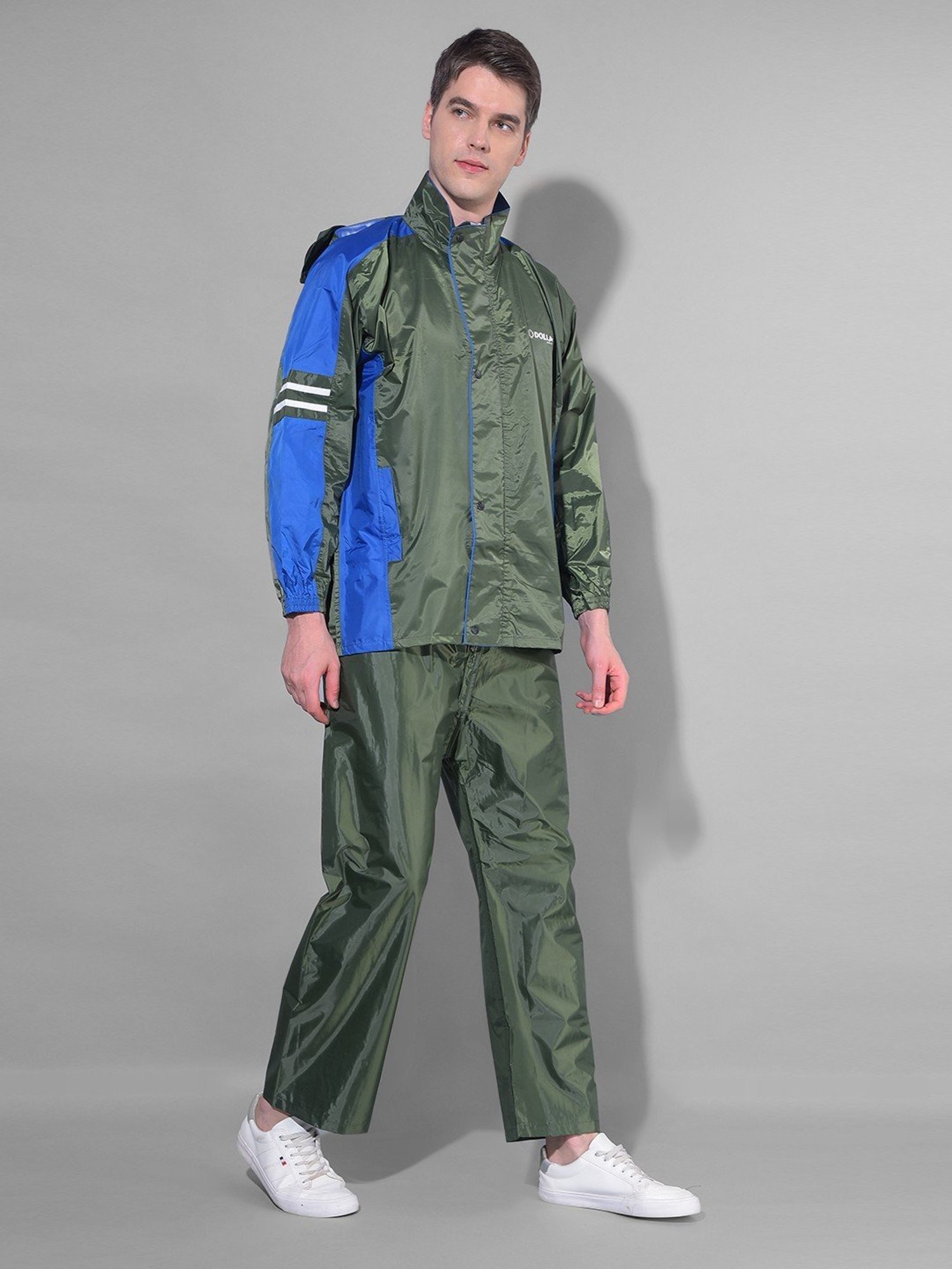 Dollar Green Regular Fit Colour Block Raincoat Set