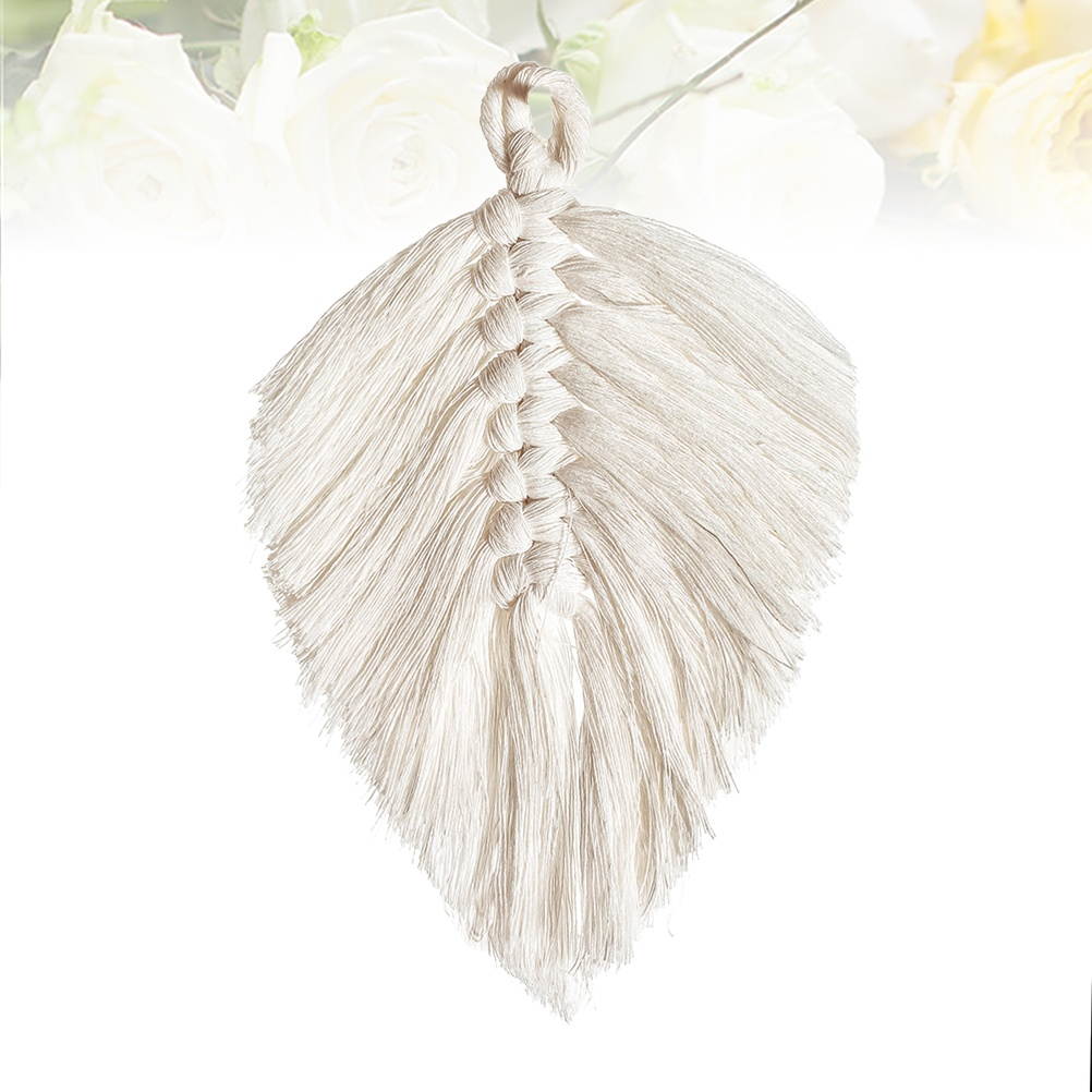 Hand Woven Coaster Delicate Table Placemat Dual-use Cup Mat and Hanging Decoration for Home Living Room (White)