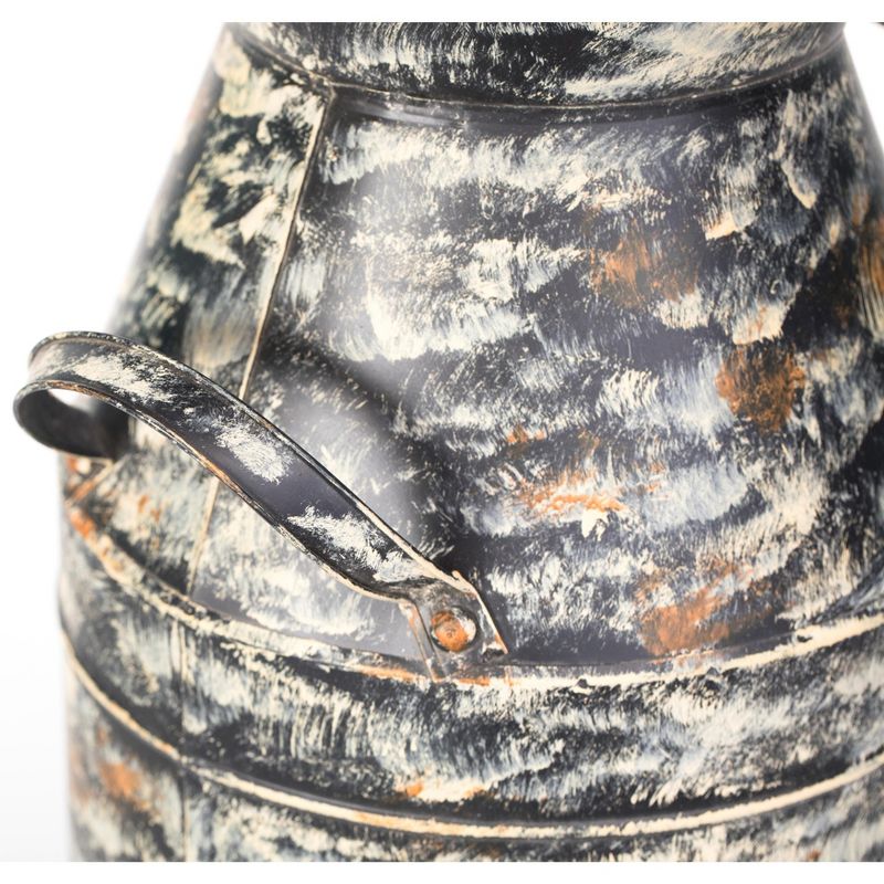 Vintiquewise Antique Rustic Round Milk Can Side Table Farmhouse Milk Jug End Table