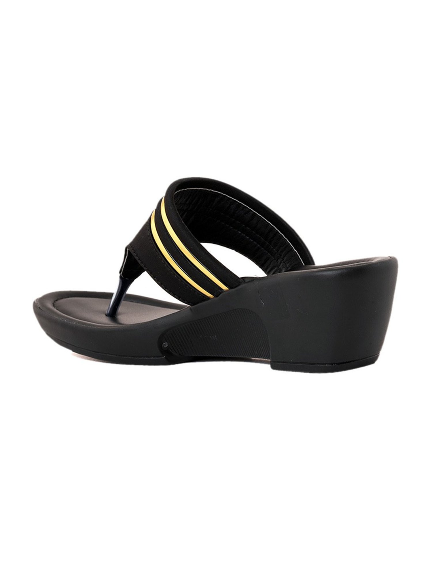 Khadim Women's Black Thong Wedges