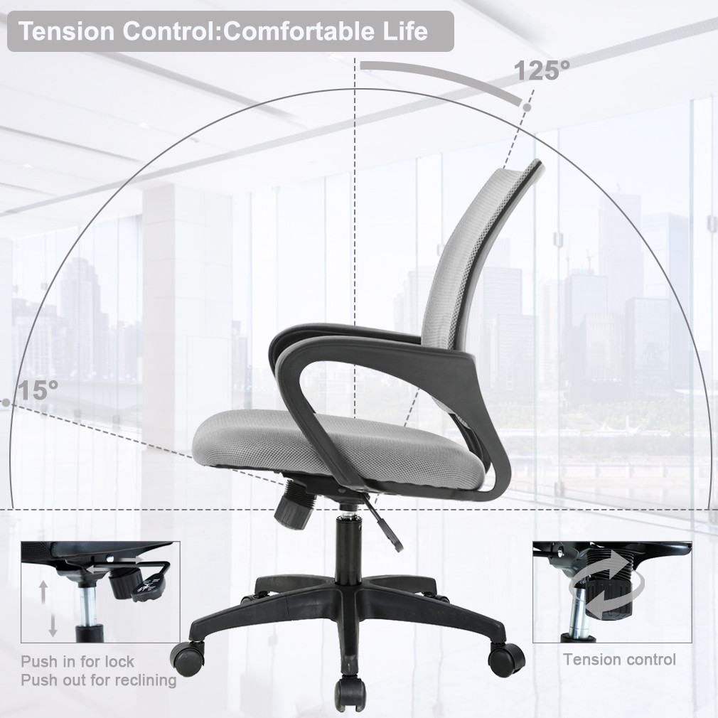 Office Chair Desk Chair Computer Chair Ergonomic Executive Swivel Rolling Chair with Lumbar Support Arms Adjustable Task Chair for Women Adults, Grey