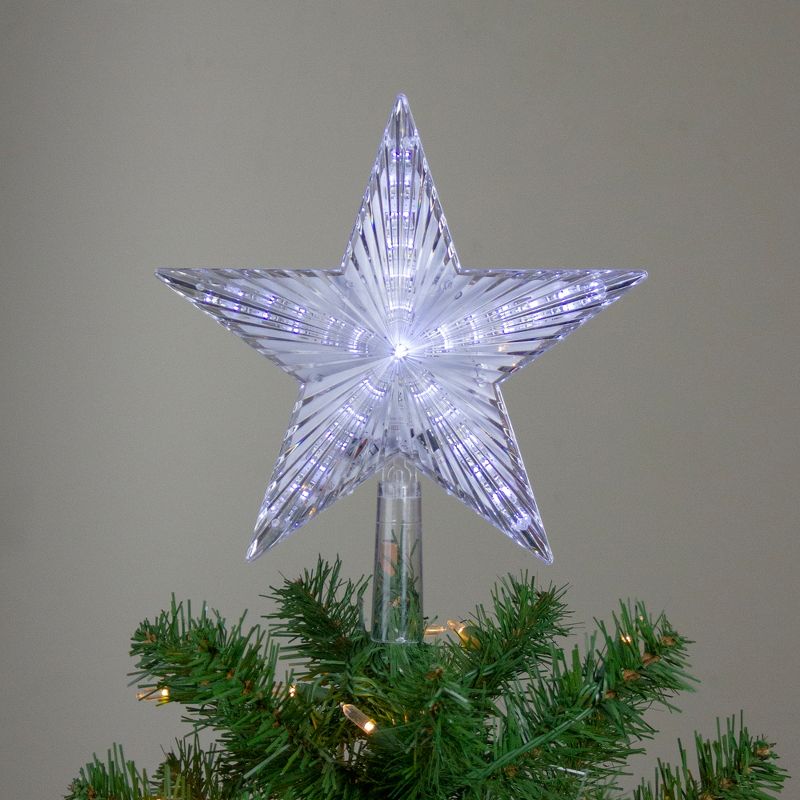 J. Hofert Co 9.5" Lighted Clear Twinkling 5-Point Star Christmas Tree Topper - Clear White LED Lights