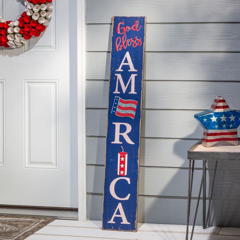 Gerson International 47-Inch High Antiqued Wooden Patriotic Wall Hangings, Set of 2