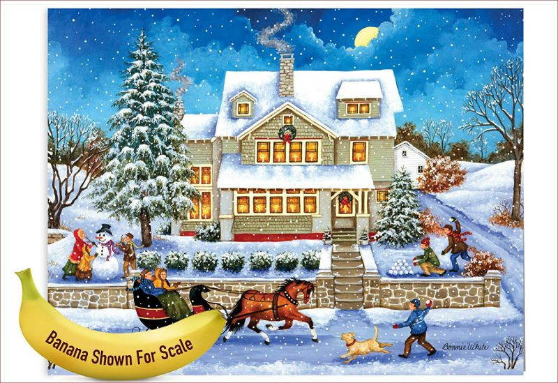 Big 'Old Town Christmas' Holiday Card with Envelope (Extra Large 8.5" x 11") - Vintage & Classic Season's Greetings & Xmas Card - Christmas Stationery #J5080JXSG