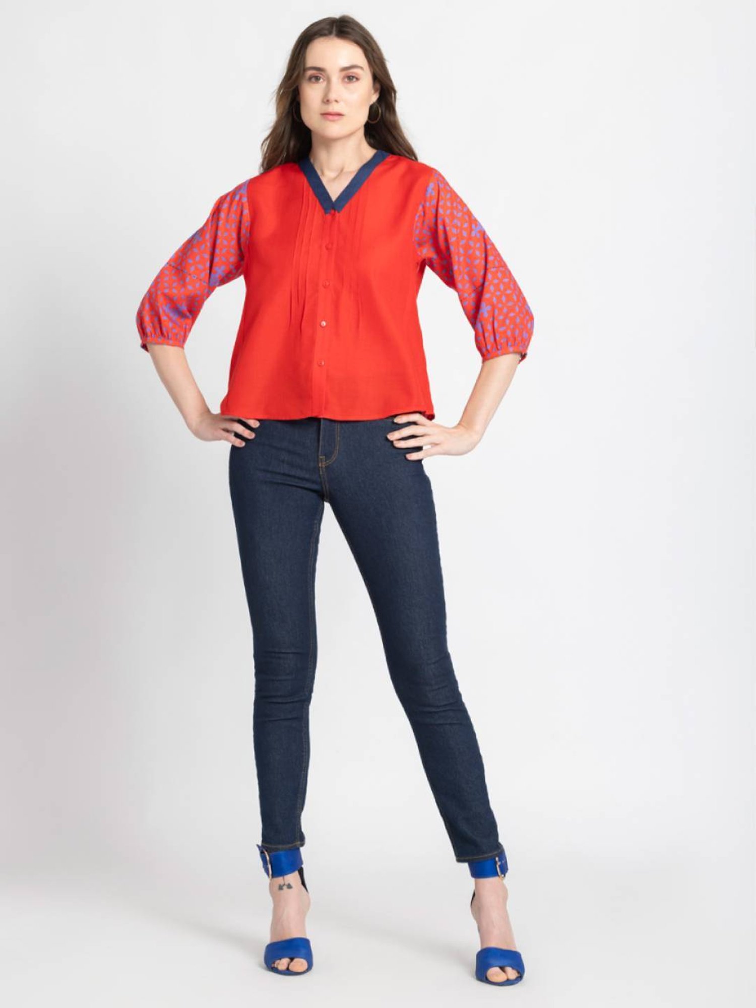 SHAYE Red Regular Fit Top