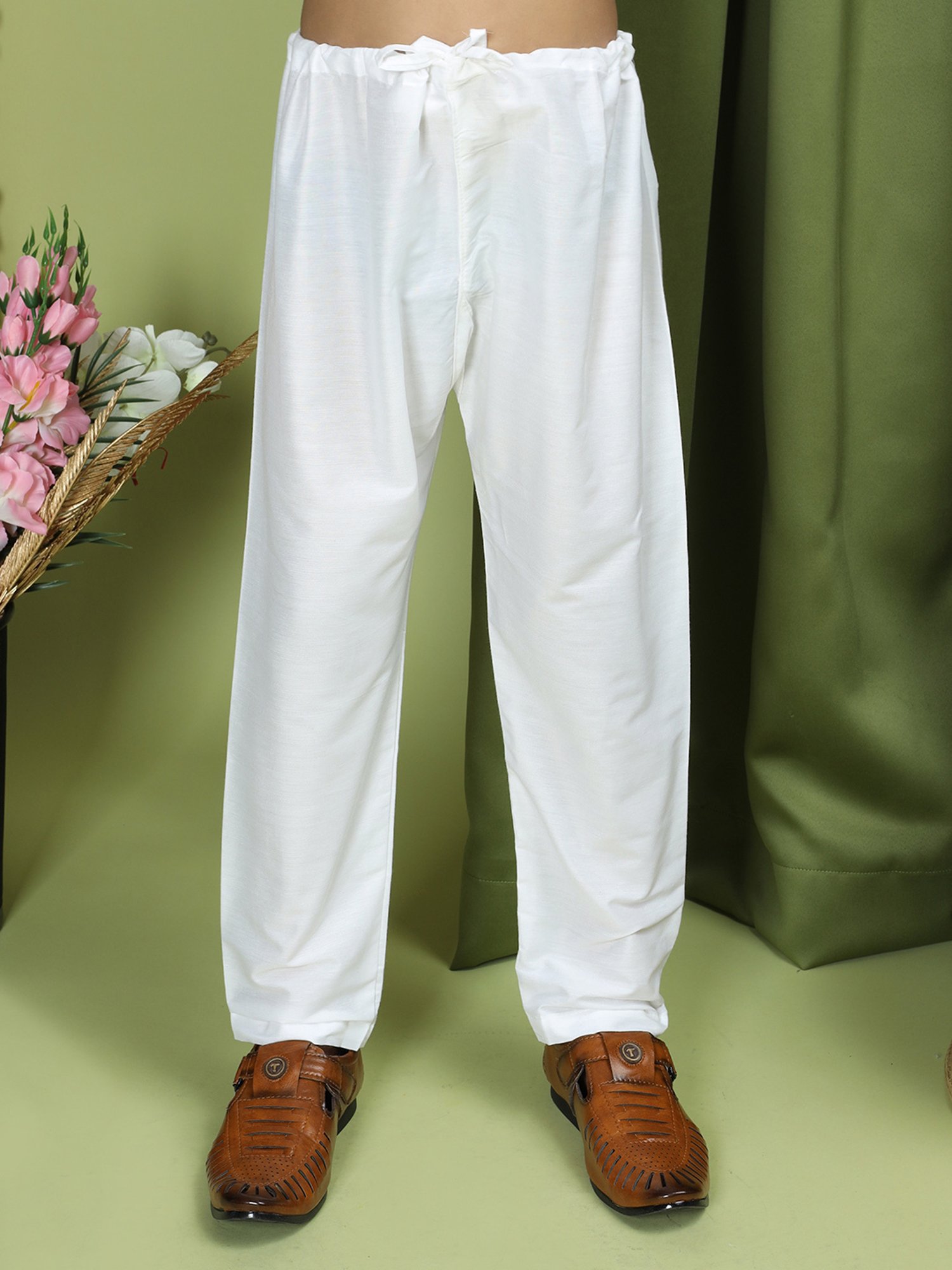 VASTRAMAY Boys Yellow & White Cotton Printed Full Sleeves Kurta Sets