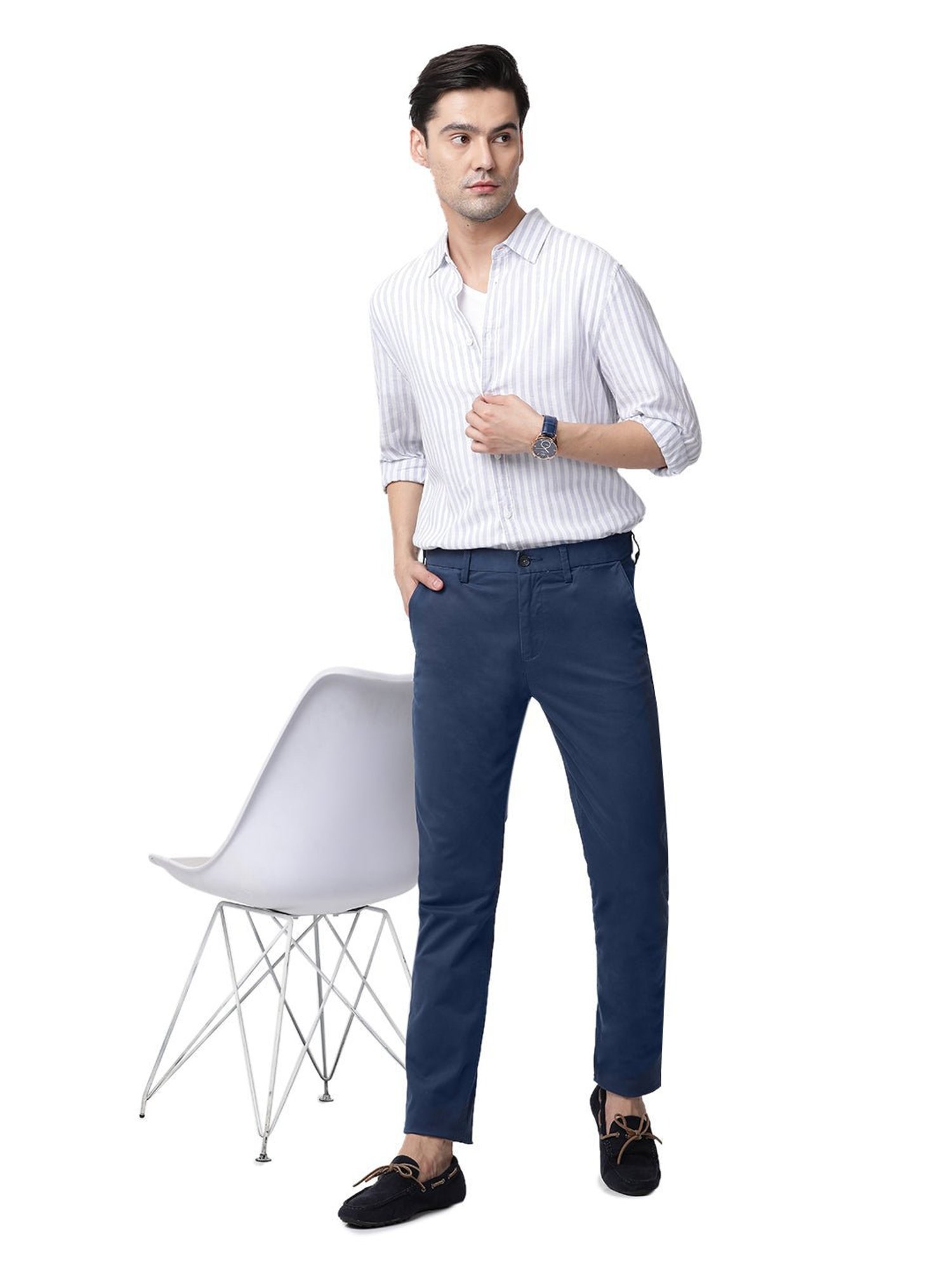 MinusOne Navy Regular Fit Chinos