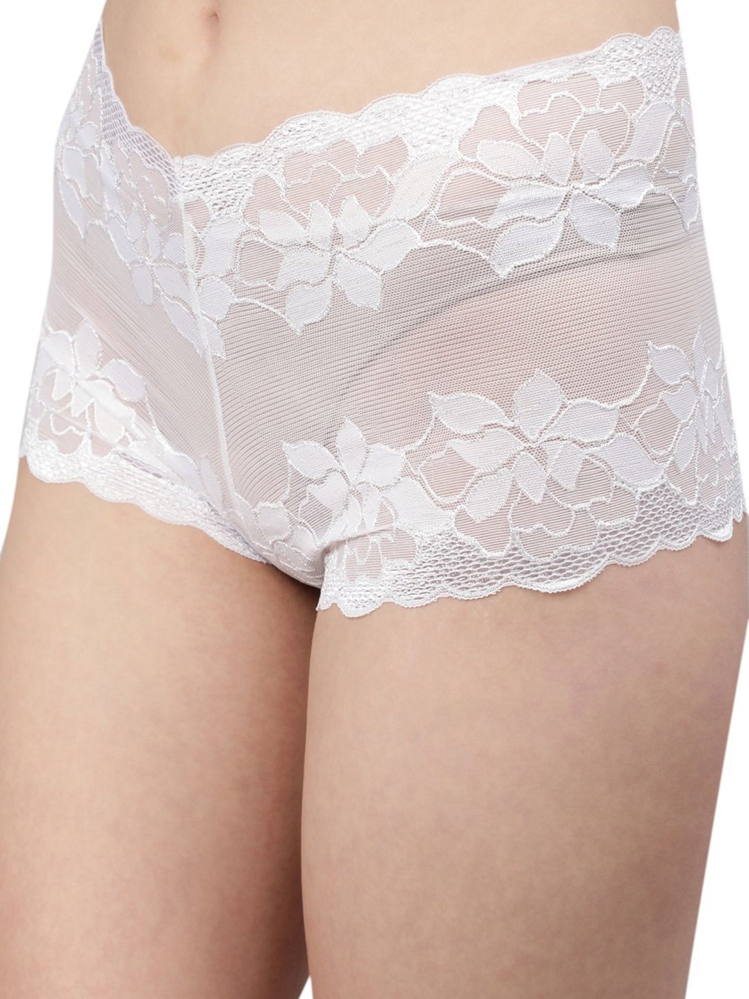 Cukoo White Lace Work Boyshorts Panties - Pack Of 3