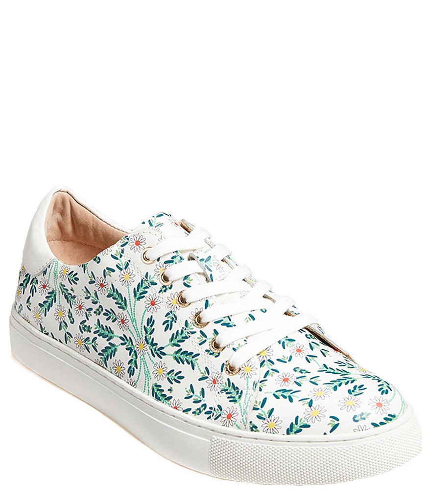 Jack Rogers Rory Daisy Print Leather Lace-Up Sneakers