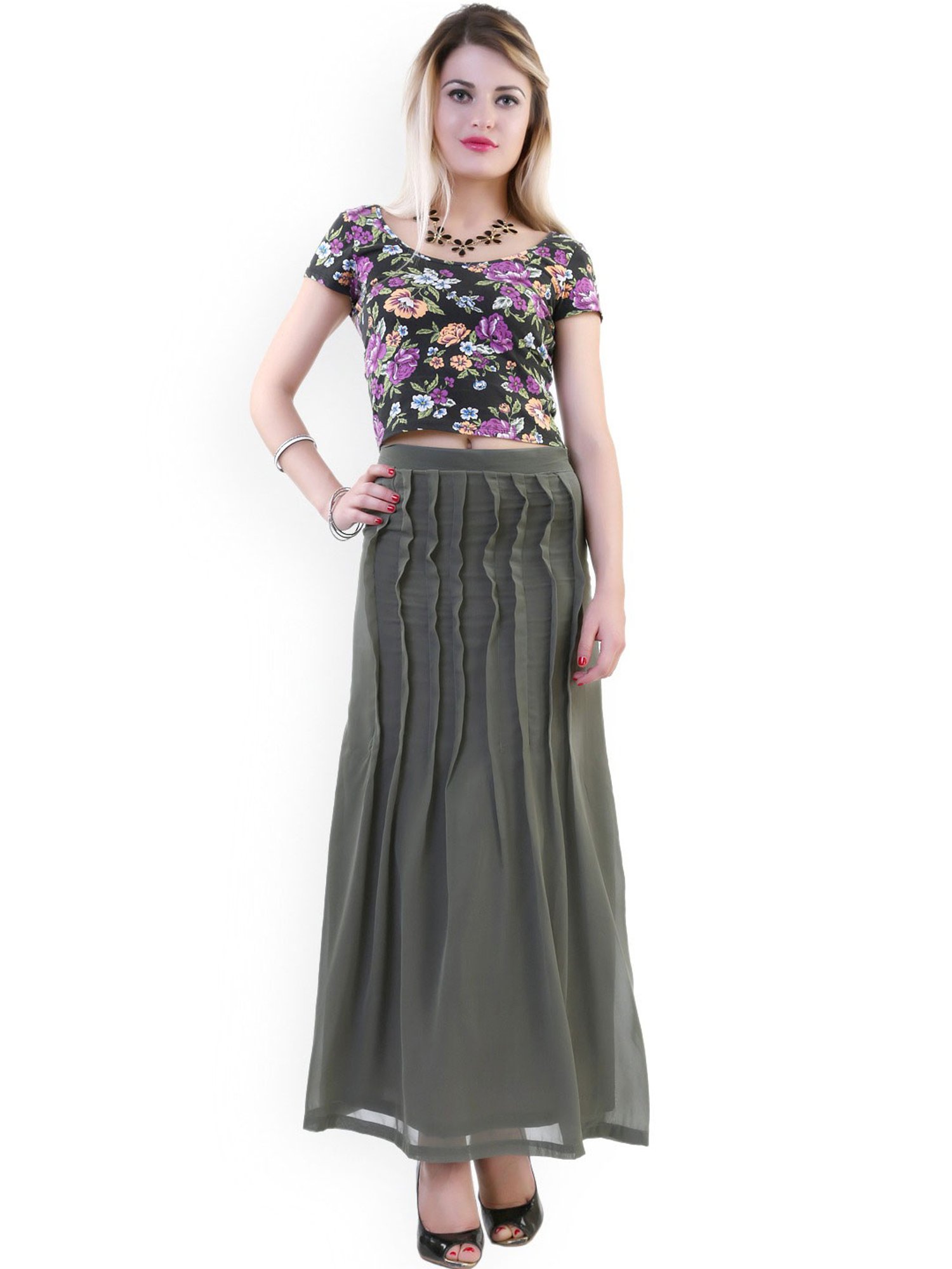 Belle Fille Dark Grey Maxi Skirt
