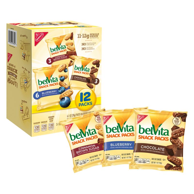 belVita Blueberry, Chocolate and Cinnamon Brown Sugar Snack Packs - 12ct