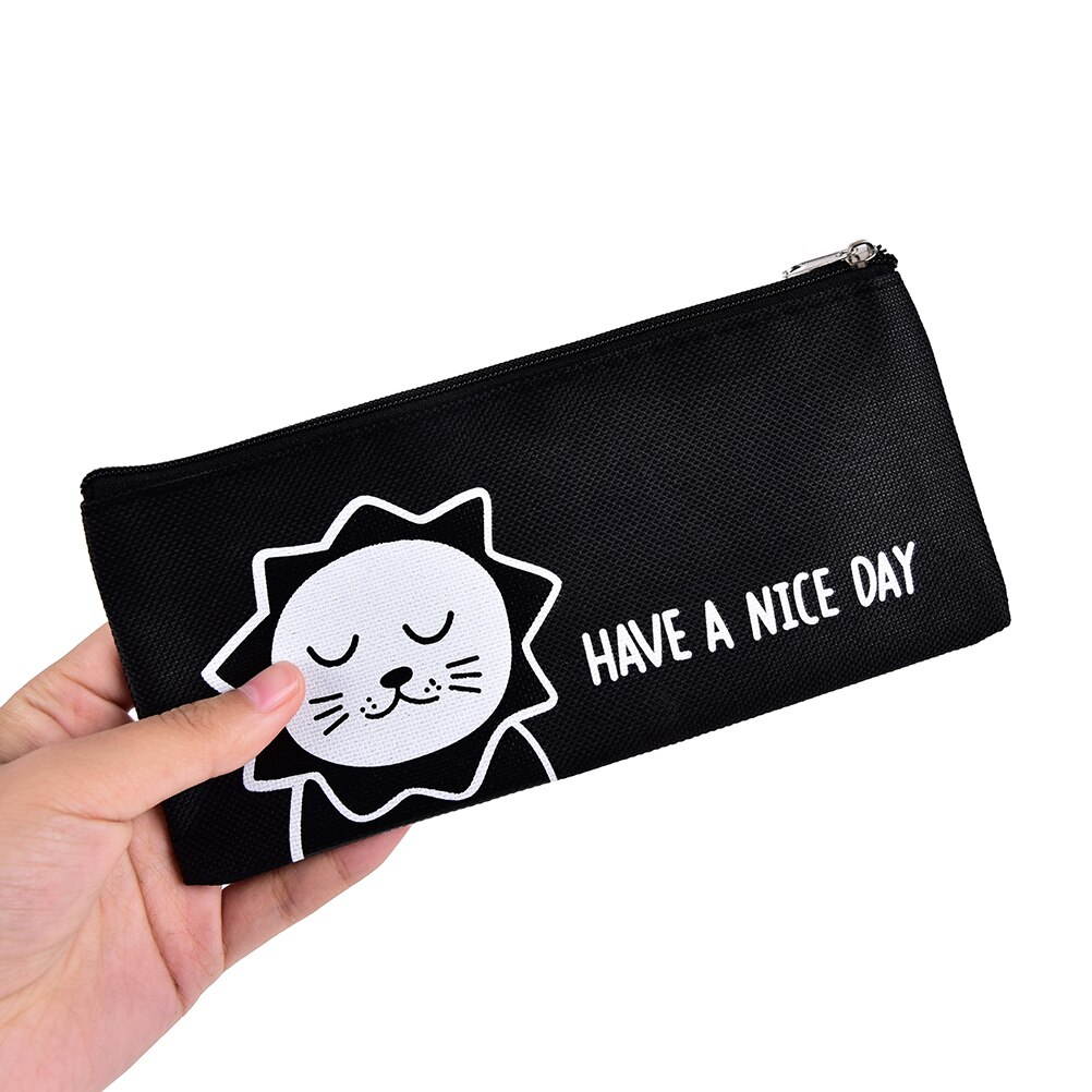 Canvas Pencil Case Cute Animal Lion Bear Rabbit Cat Pencil Bag Pen Storage Bags Stationery School Supplies
