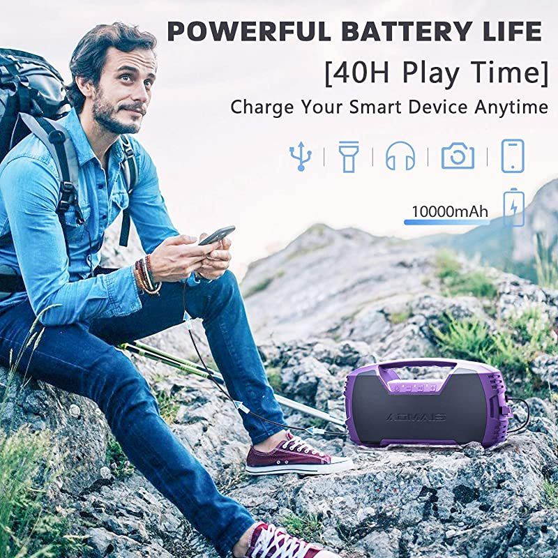 GO Bluetooth Speakers 40H Playtime Outdoor Portable Speaker 40W Stereo Sound Rich Bass IPX7 Waterproof Bluetooth 50 Wireless Pairing10000mAh Power Bank for Party TravelPurple2020 New