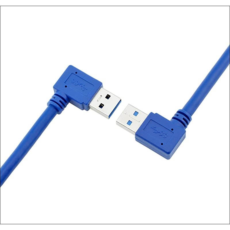Right Angle USB Extension Cable,  Short USB 3.0 Extension Cable 90 Degree Left Right Angle USB Type A Male to Female Cable for USB A Hub PC Computer Laptop Notebook 2-Pack (Left&Right)