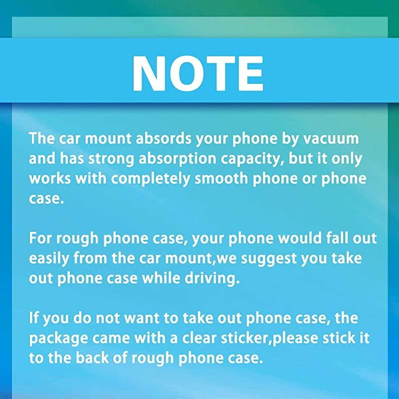 Vacuum Car Mount, Air Vent/Dashboard Car Mount Phone Holder Cradle for iPhone Xs Max R X 8 Plus 7 Plus 6S Samsung Galaxy S9 S8 Edge S7 S6 LG Sony and More