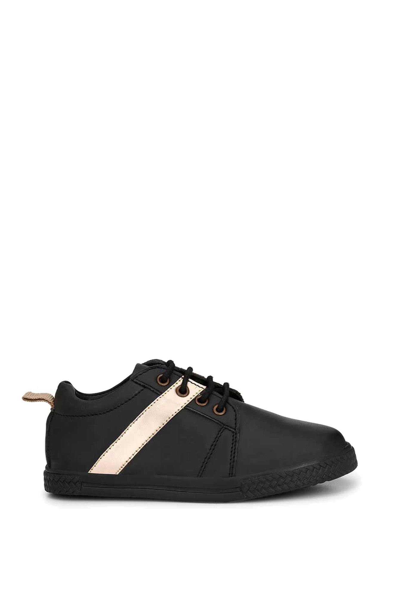 Tuskey Kids Black & Gold Leather Sneakers