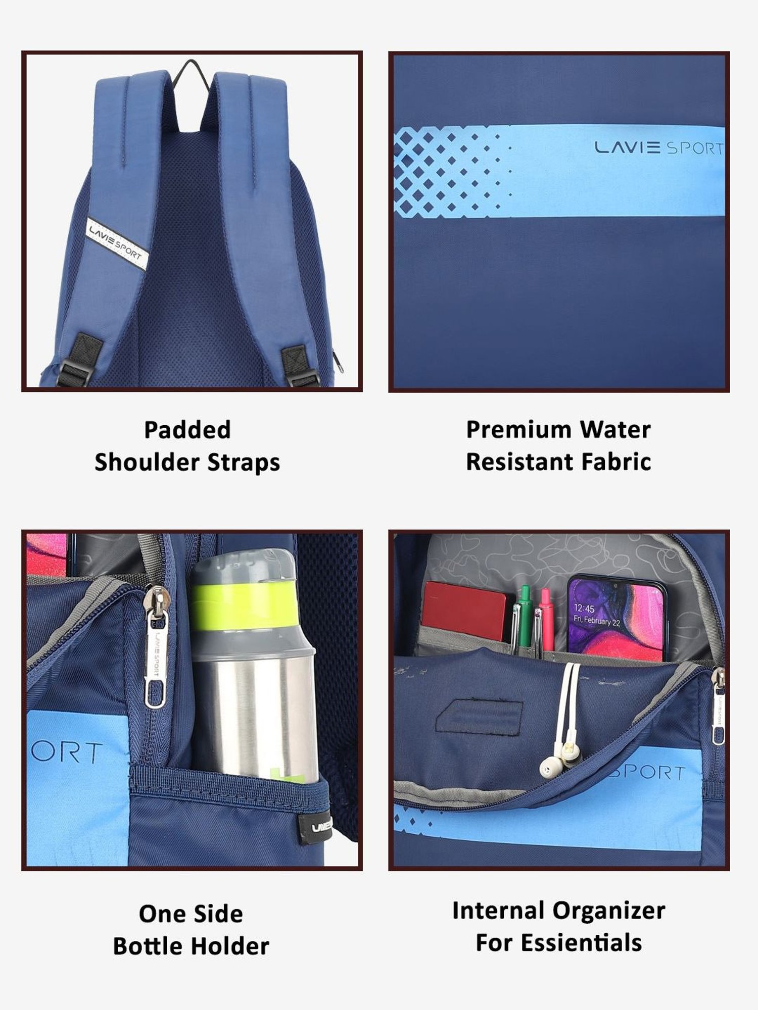 Lavie Sport Speedo 23L College Backpack For Boys & Girls|Men & Women (Navy)