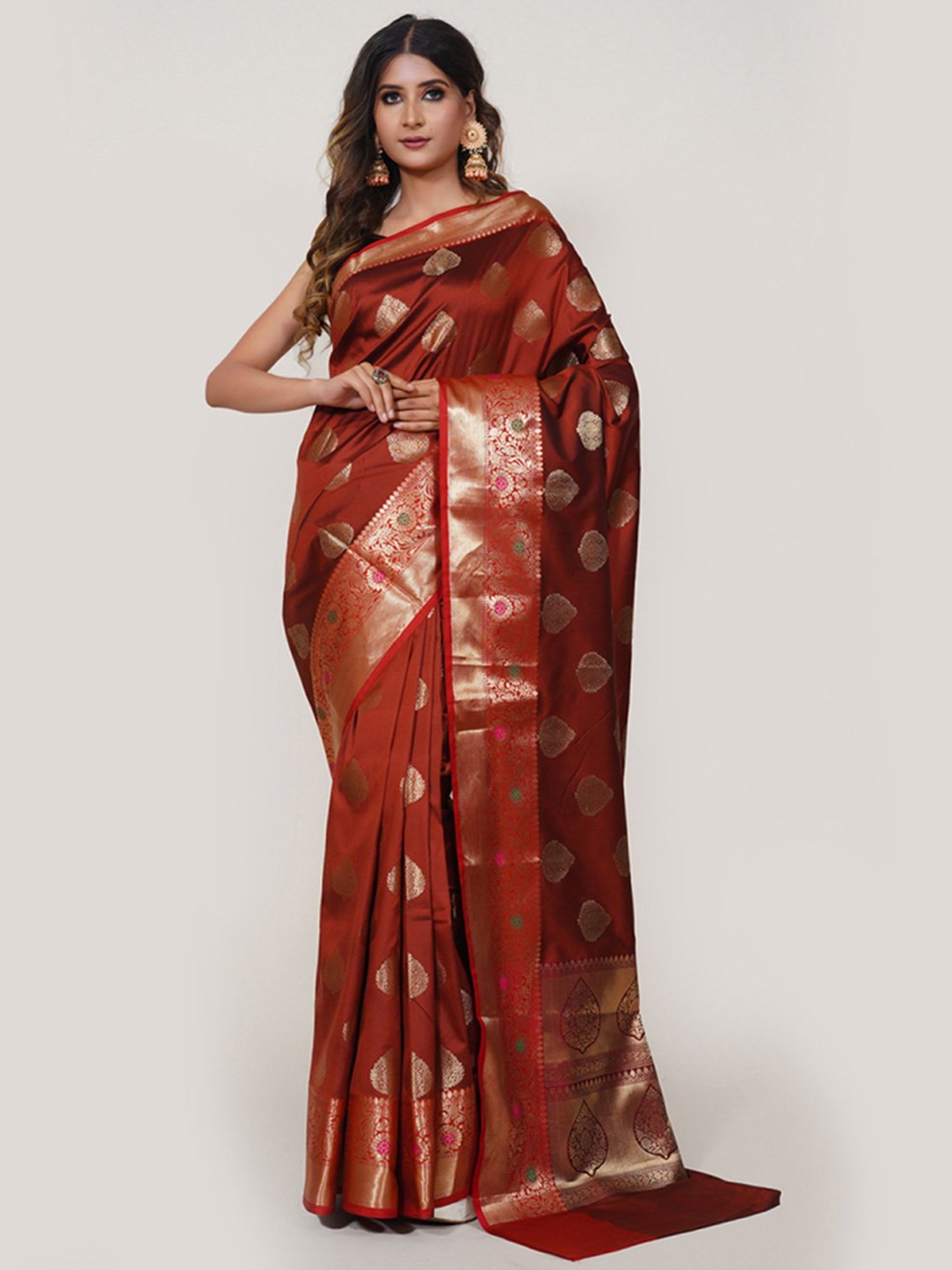 Unnati Silks Grey Cotton Printed Saree With Unstitched Blouse