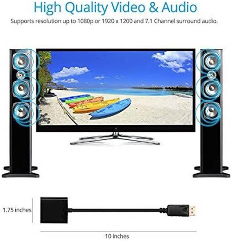 DisplayPort to HDMI Adapter - Black Male to Female DP to HDMI Converter for DisplayPort Enabled Desktops and Laptops to Connect to HDMI Displays (DPHDMI)