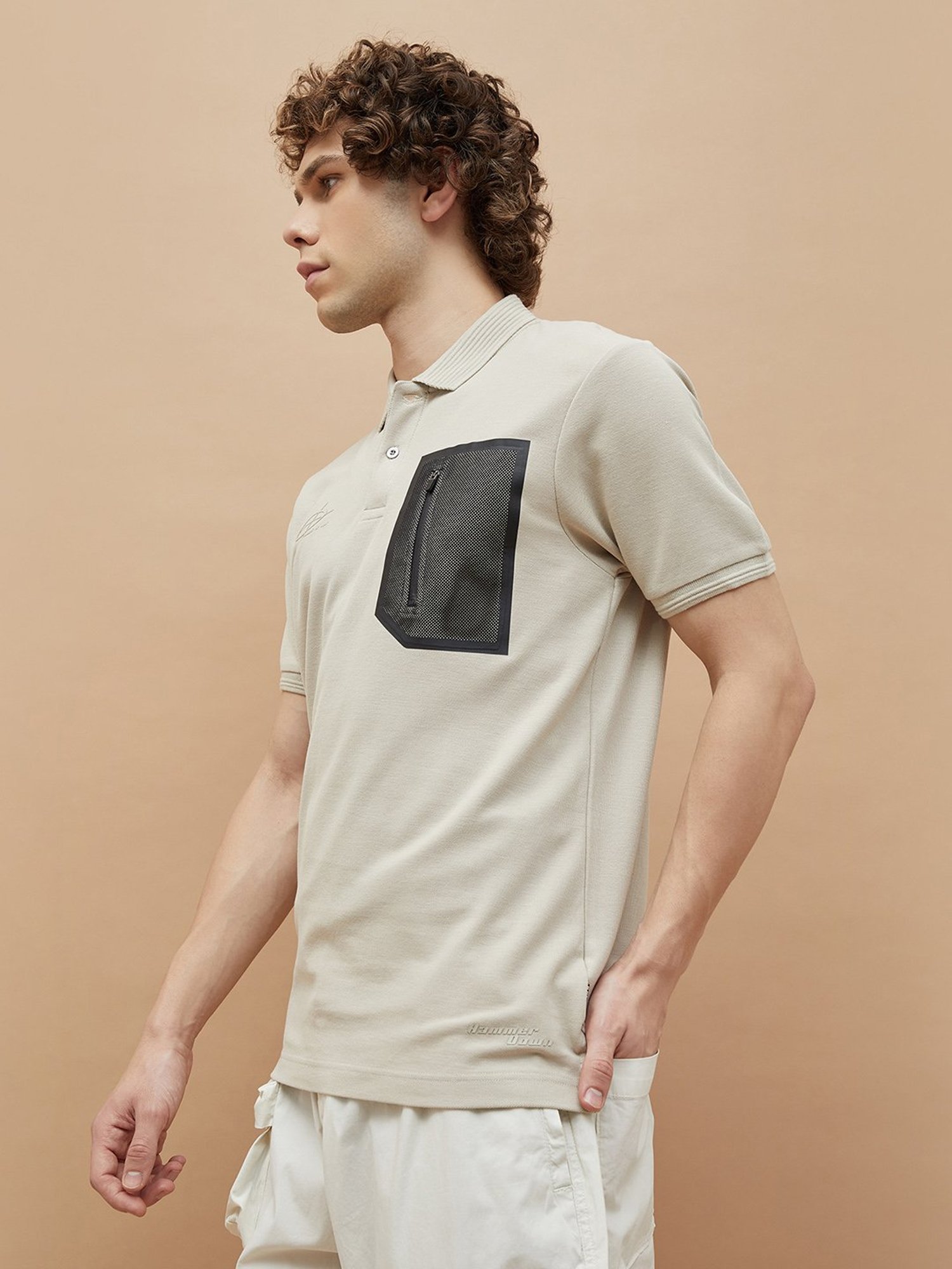 BOSSINI Beige Regular Fit Polo T-Shirt