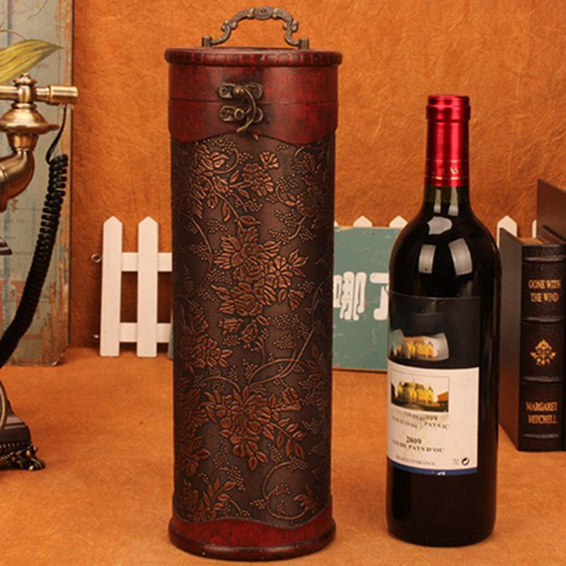1Pc Wooden Wine Box Decorative Wine Storage Case Wooden Packing Box Gift