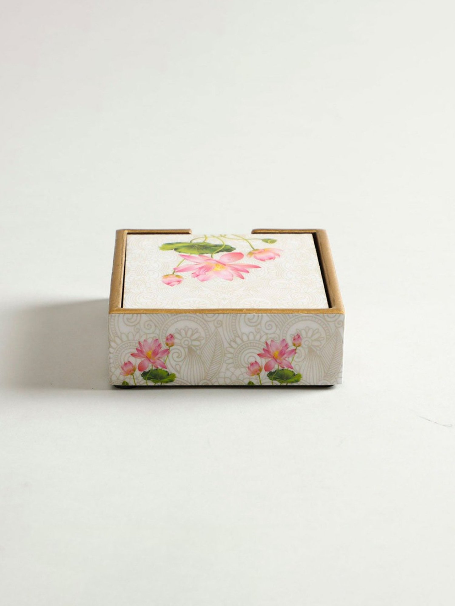 Karo Tapi Printed Multicolor Wood Coasters - Set of 6