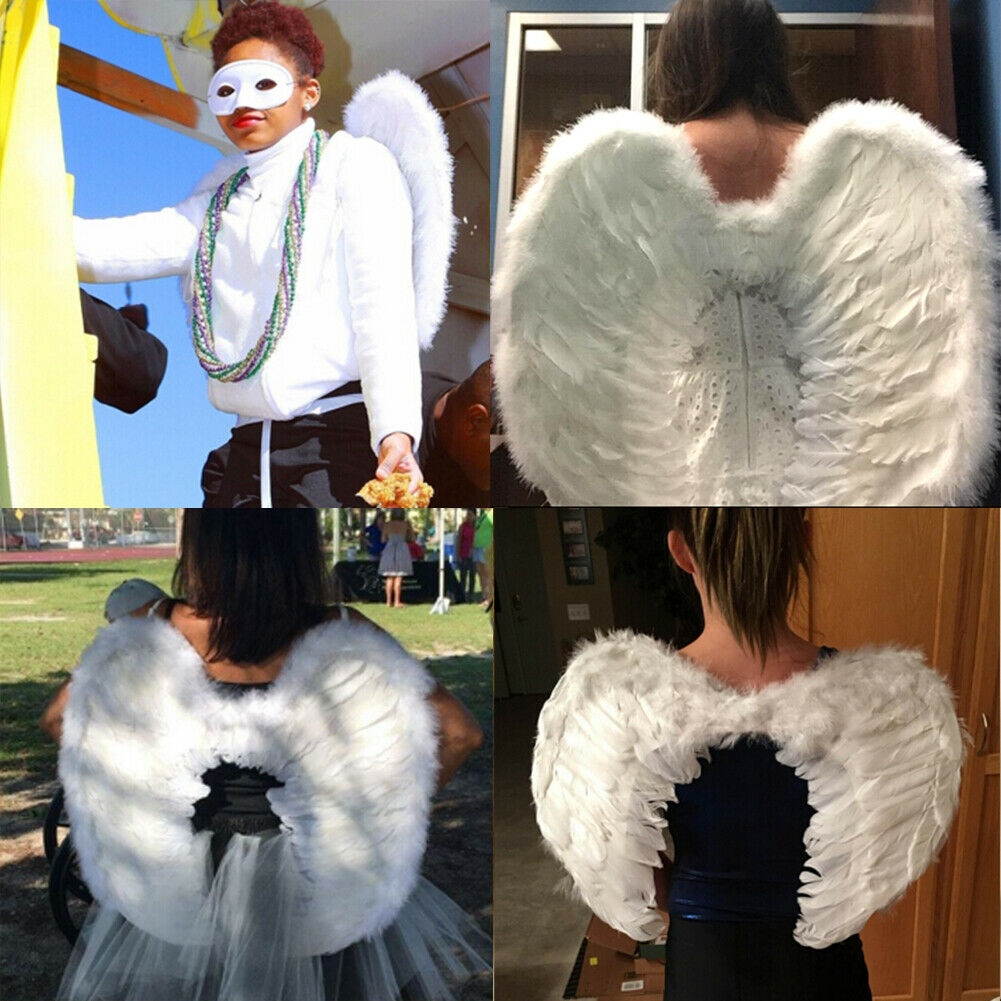 Angel Feather Wings Cosplay Christmas Fancy Dress Costume Event for Kids Adults