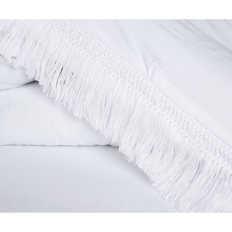 King Aria Tassel Soft Wash Pintuck Comforter Set White - VCNY Home