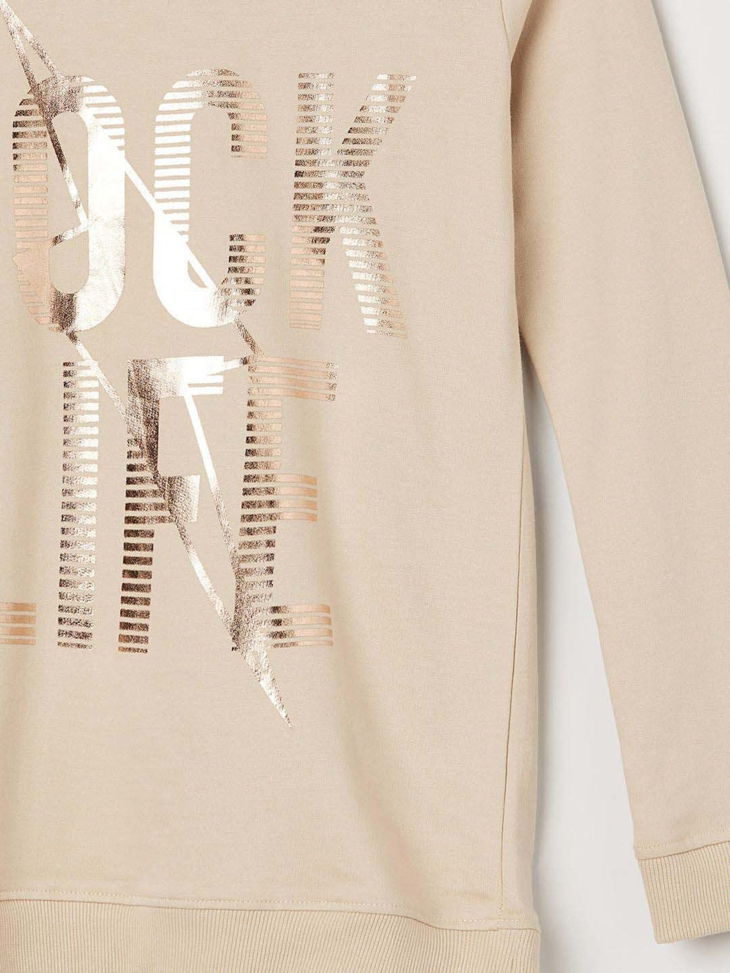 Fame Forever by Lifestyle Boys Beige Cotton Printed Full Sleeves Sweatshirt