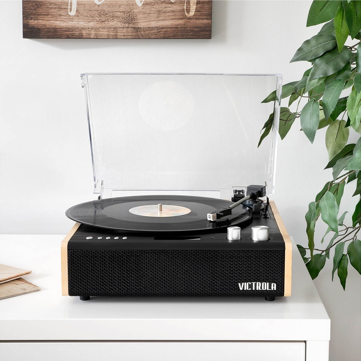 Victrola Eastwood 3-Speed Dual-Bluetooth Hybrid Turntable (Black/Bamboo)