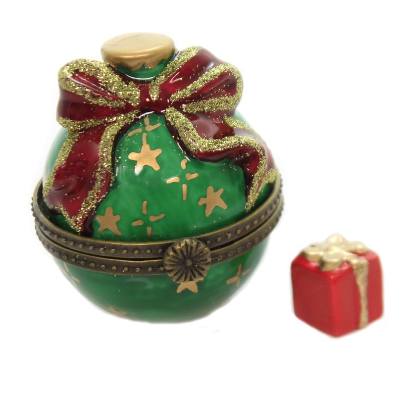 Hinged Trinket Box 2.25" Christmas Ball Present Box  -  Decorative Figurines