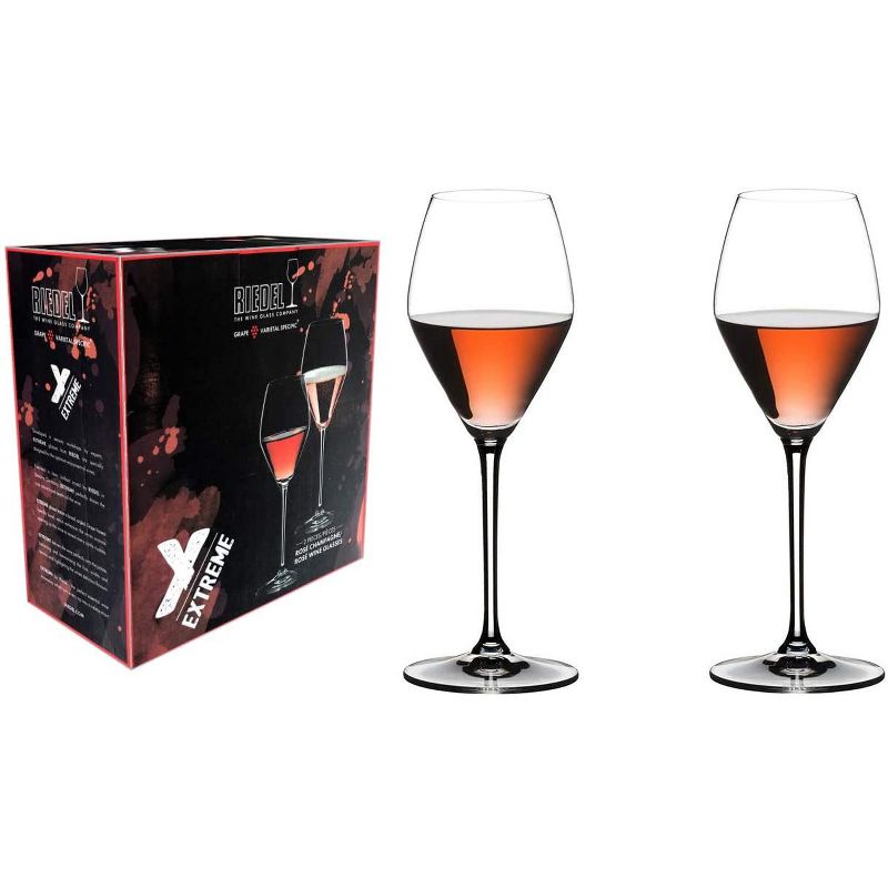 Riedel 11.35 Ounce Extreme Rose Clear Crystal Champagne Red Pink Wine Glass Set for Blush, Sparkling, and Dessert Wines, Set of 2