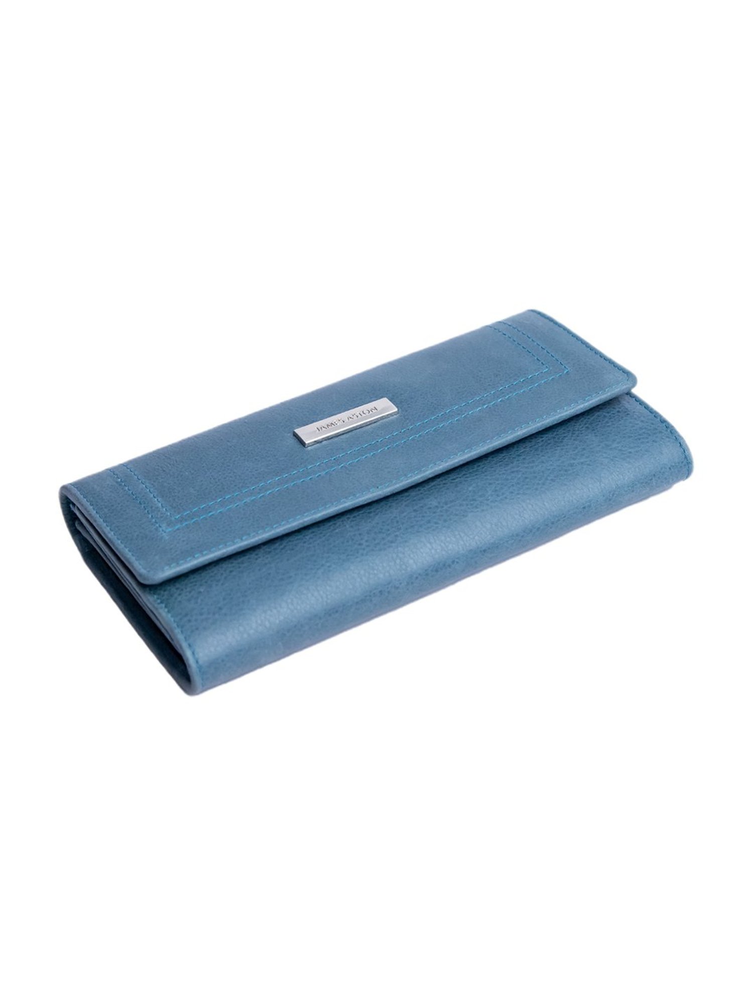 James Aston Gloria Ocean Blue Leather Clutch