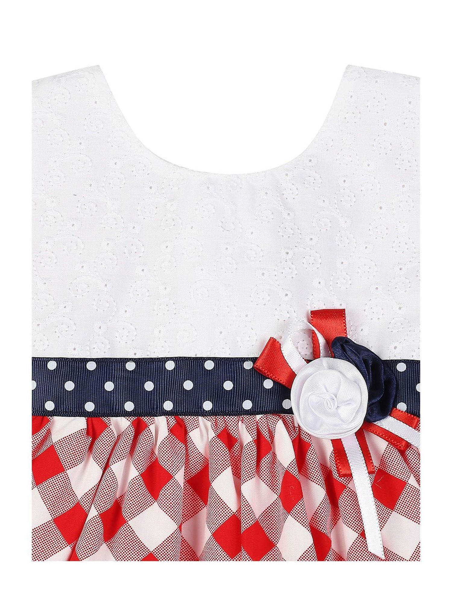 Mee Mee Kids White & Red Checks Dress