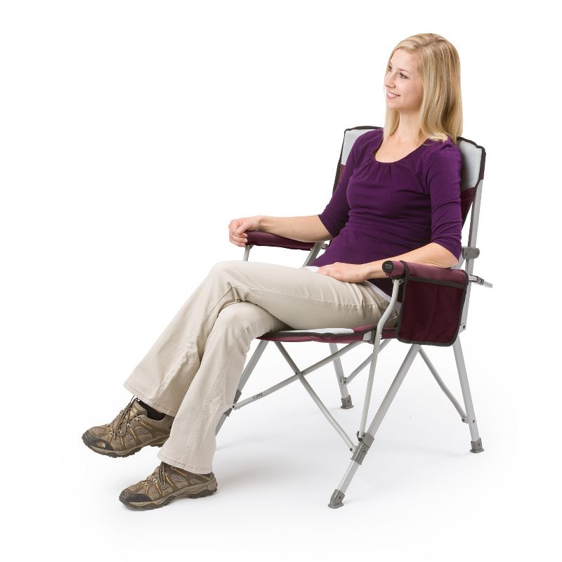 CORE 300 Pound Capacity Polyester Padded Hard Arm Chair with Carry Bag, Wine